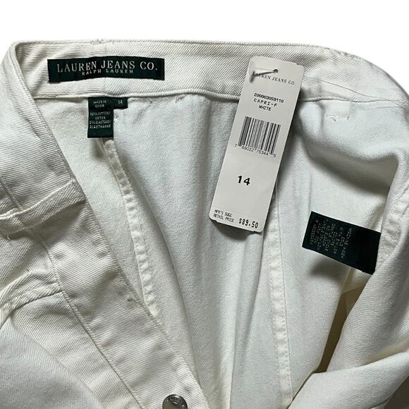 Vintage Lauren Ralph Lauren NWT White Denim Skirt Midi Length SZ 14 NWT Flare - Picture 6 of 10